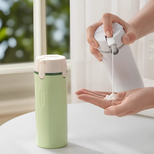 Dispensador 4 en 1 – Viaja sin fugas ni caos