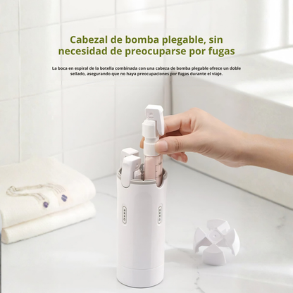 Dispensador 4 em 1 – Viaje sem fugas ou confusão